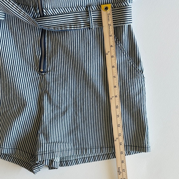 Justify Striped Utility Romper Large Tie Waist Zip Front Pockets - Picture 7 of 10